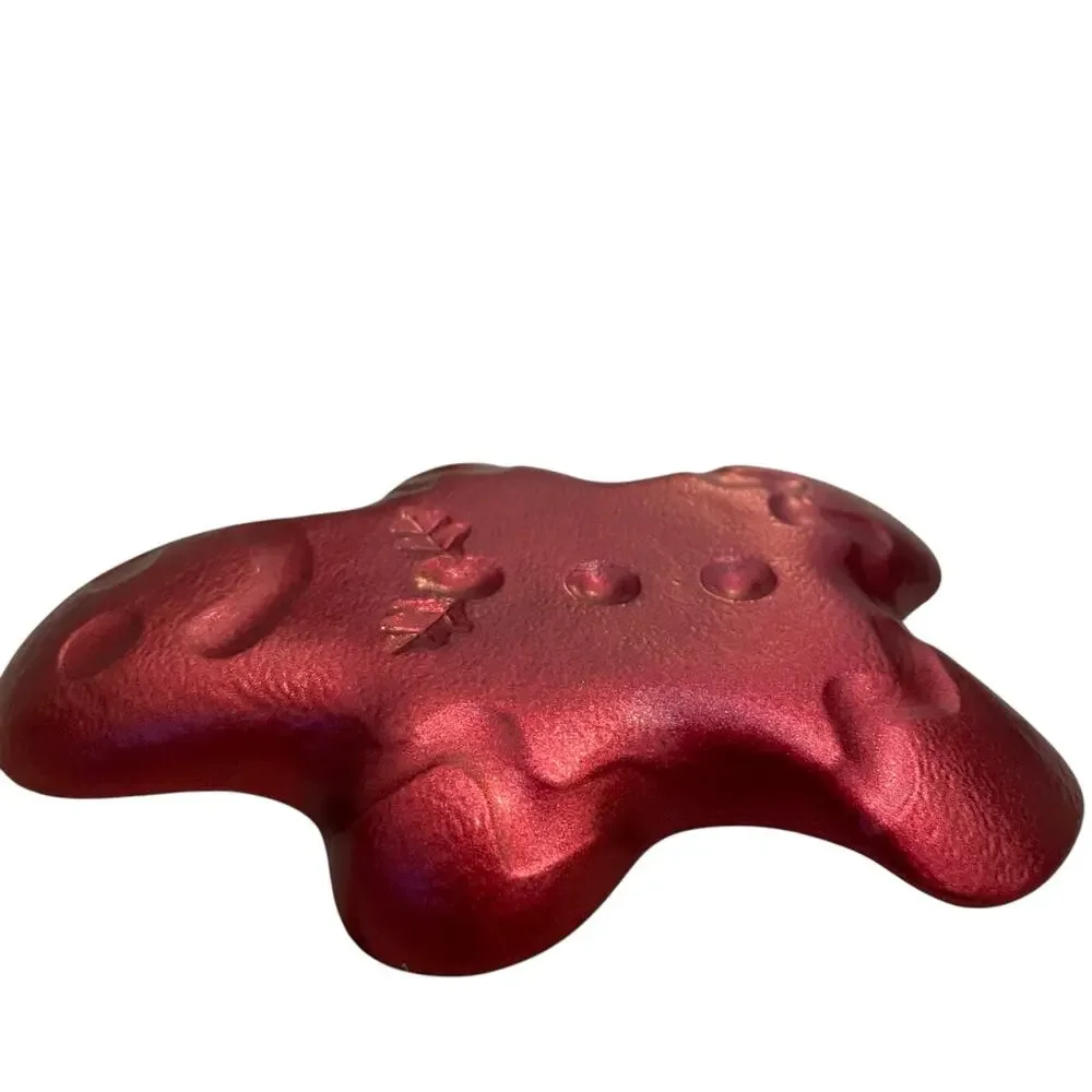 Akcam CHRISTMAS Gingerbread Man Glass Appetizer Plates Holiday Red Set of 4 New